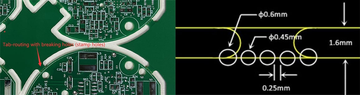 PCBA Tab-routing with breaking holes PCBA Tab-routing with breaking holes